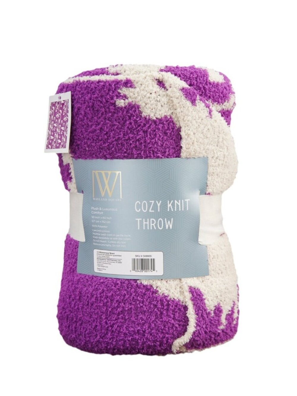 Wayland Square Cozy Knit Throw Blanket, Cream/Fuchsia, 50 X 60 in
